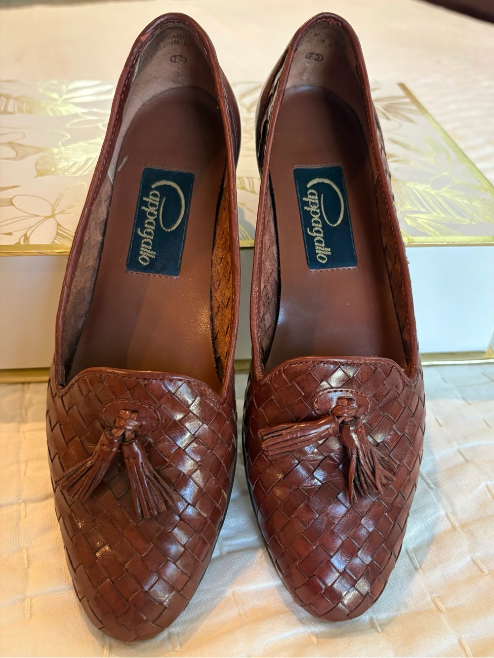 Vintage Pappagallo Woven Leather Tassel Loafers Brown 6N Preppy